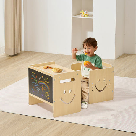 Montessori Weaning Table and Chair Set with Chalkboard, Natural - view 8