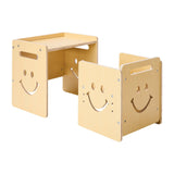 Montessori Weaning Table and Chair Set with Chalkboard, Natural - view 9