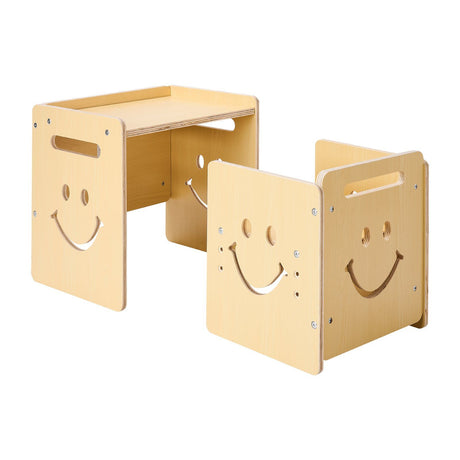 Montessori Weaning Table and Chair Set with Chalkboard, Natural - view 9