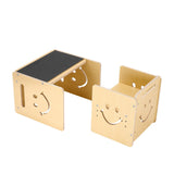 Montessori Weaning Table and Chair Set with Chalkboard, Natural - view 10
