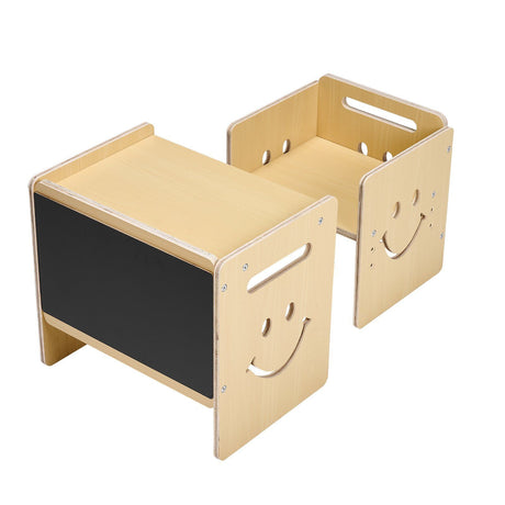 Montessori Weaning Table and Chair Set with Chalkboard, Natural - view 11