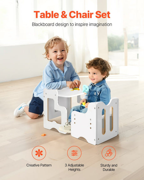 Montessori Weaning Table and Chair Set with Chalkboard, White - view 2