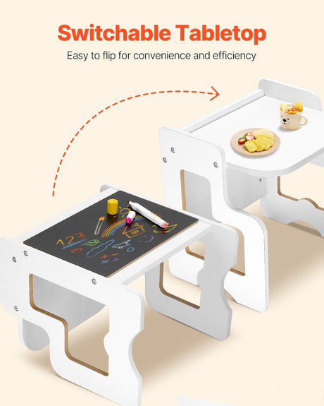 Montessori Weaning Table and Chair Set with Chalkboard, White - view 5