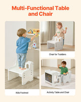 Montessori Weaning Table and Chair Set with Chalkboard, White - view 6