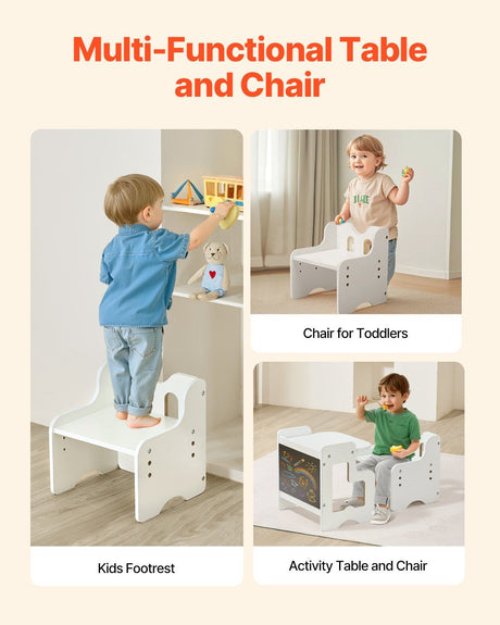 Montessori Weaning Table and Chair Set with Chalkboard, White - view 6