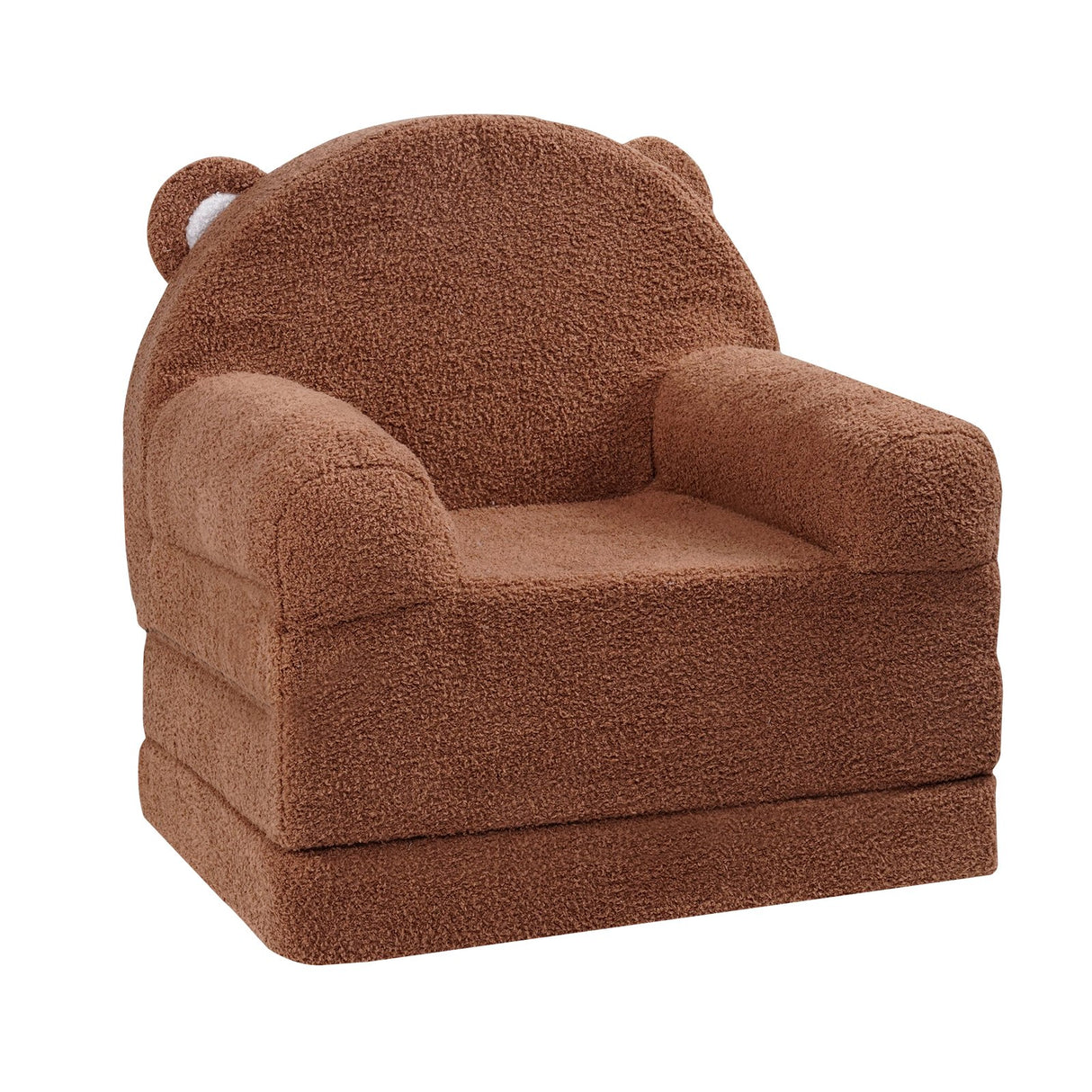 Foldable two in one kids sofa and lounger in brown