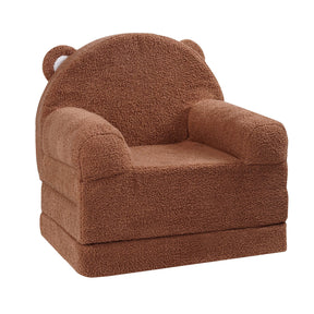 Foldable two in one kids sofa and lounger in brown