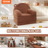 Foldable two in one kids sofa and lounger in brown