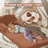 Foldable two in one kids sofa and lounger in brown