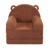 Foldable two in one kids sofa and lounger in brown