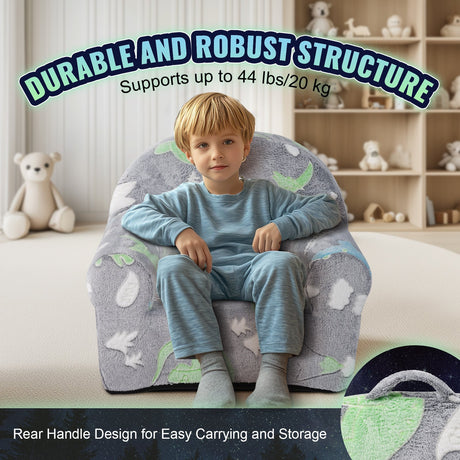 Grey kids glow in the dark plush chair