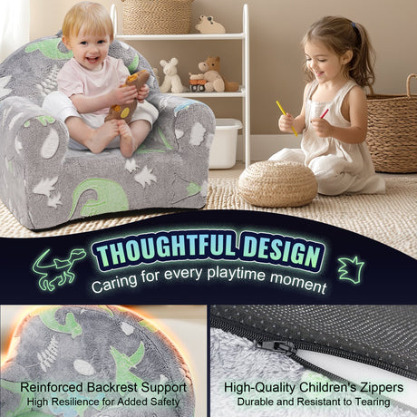 Grey kids glow in the dark plush chair