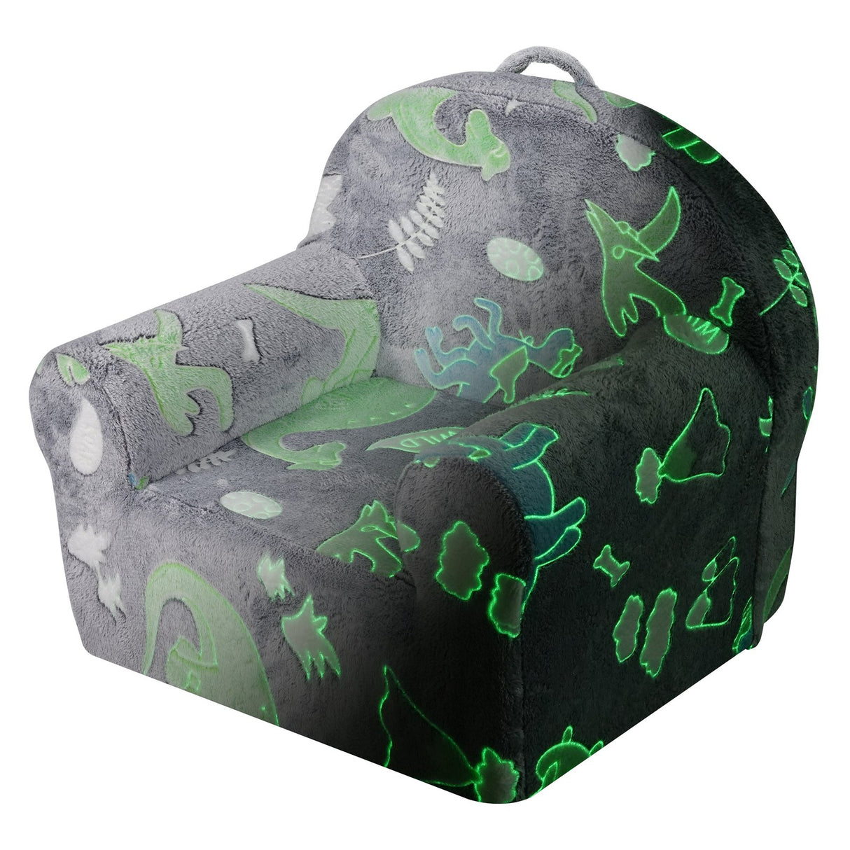 Grey kids glow in the dark plush chair