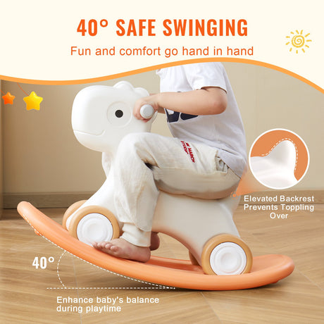 Orange 3 in 1 kids rocking horse ride on toy with detachable balance board