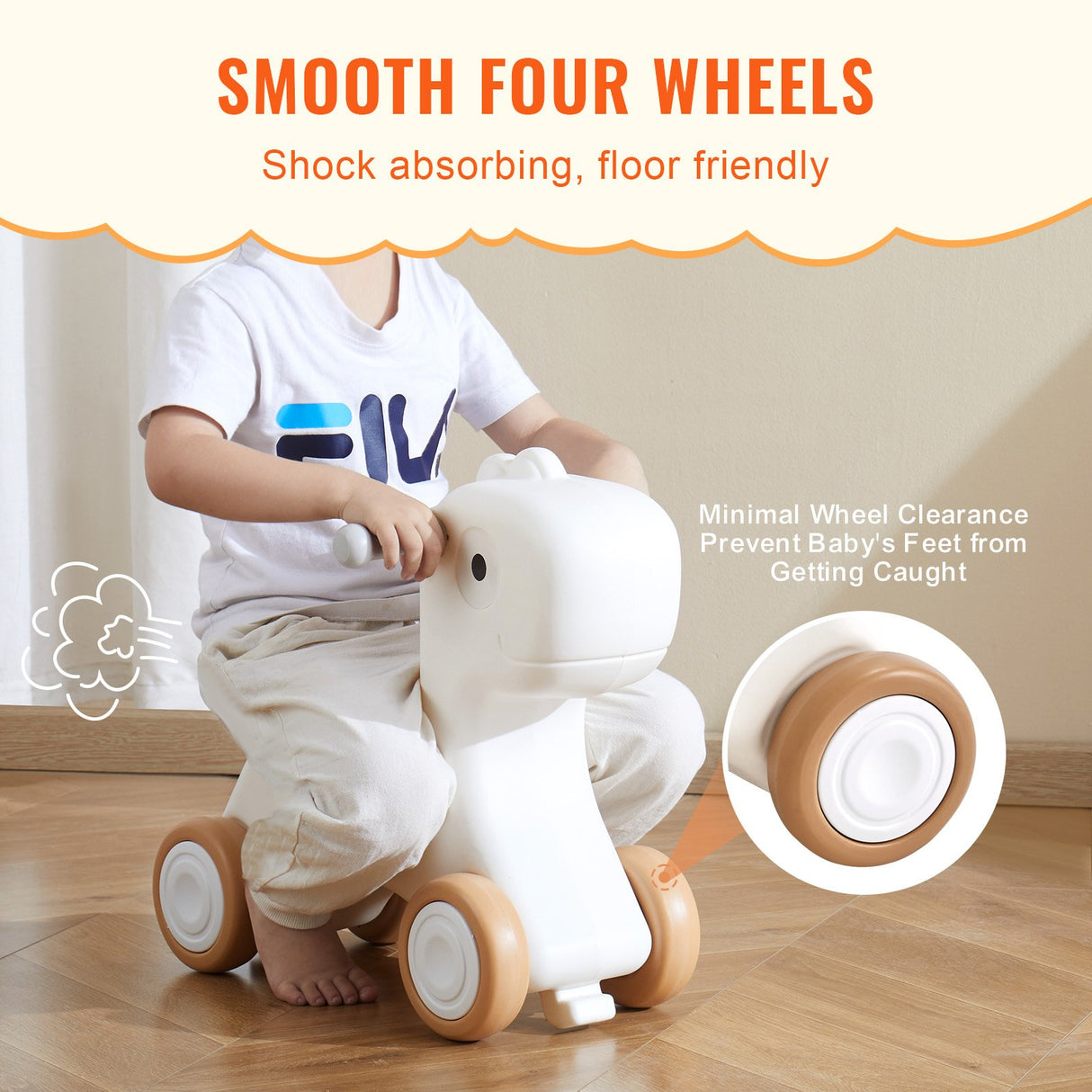 Orange 3 in 1 kids rocking horse ride on toy with detachable balance board