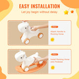 Orange 3 in 1 kids rocking horse ride on toy with detachable balance board