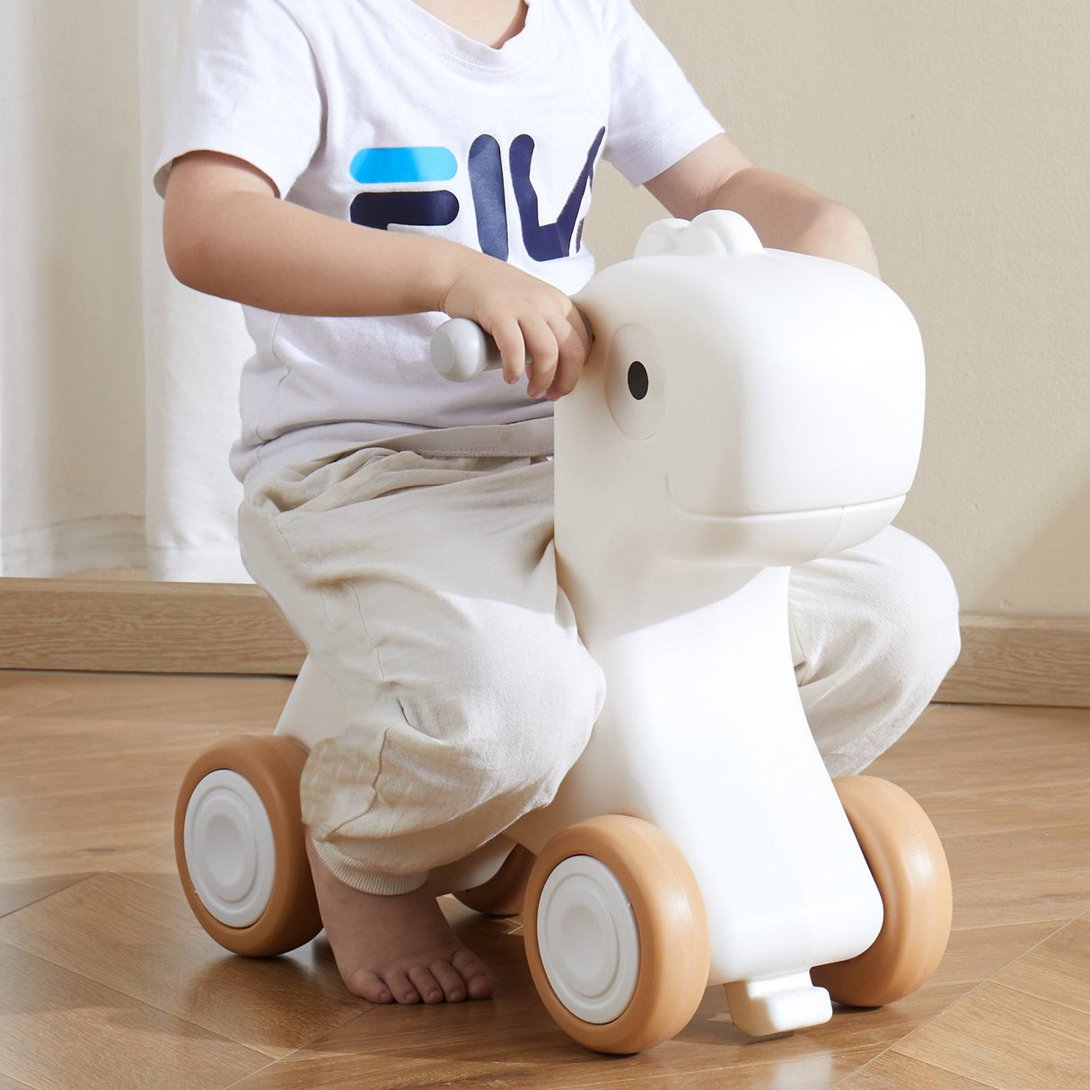 Orange 3 in 1 kids rocking horse ride on toy with detachable balance board