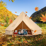 Canvas Bell Tent, 3m, 4-Person, 4-Season, Cream