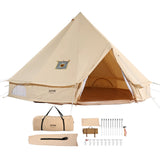 Canvas Bell Tent, 3m, 4-Person, 4-Season, Cream