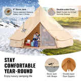 Canvas Bell Tent, 5m, 8-Person, 4-Season, Cream