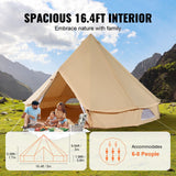 Canvas Bell Tent, 5m, 8-Person, 4-Season, Cream