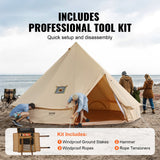 Canvas Bell Tent, 5m, 8-Person, 4-Season, Cream