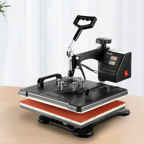 Full set of 8 in 1 heat press attachments laid out together