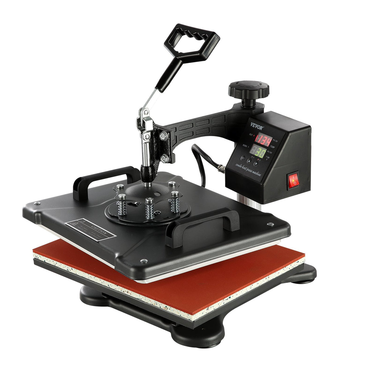 Adjustable spring plate and pressure knob on the heat press machine