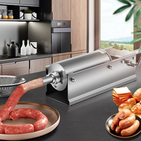 5 L horizontal sausage stuffer disassembled for cleaning