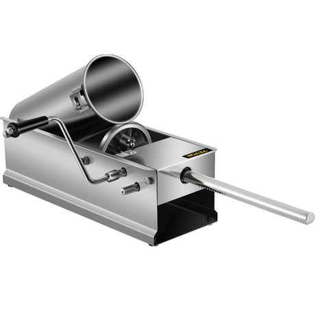 5 L sausage stuffer shown with all included tubes and parts