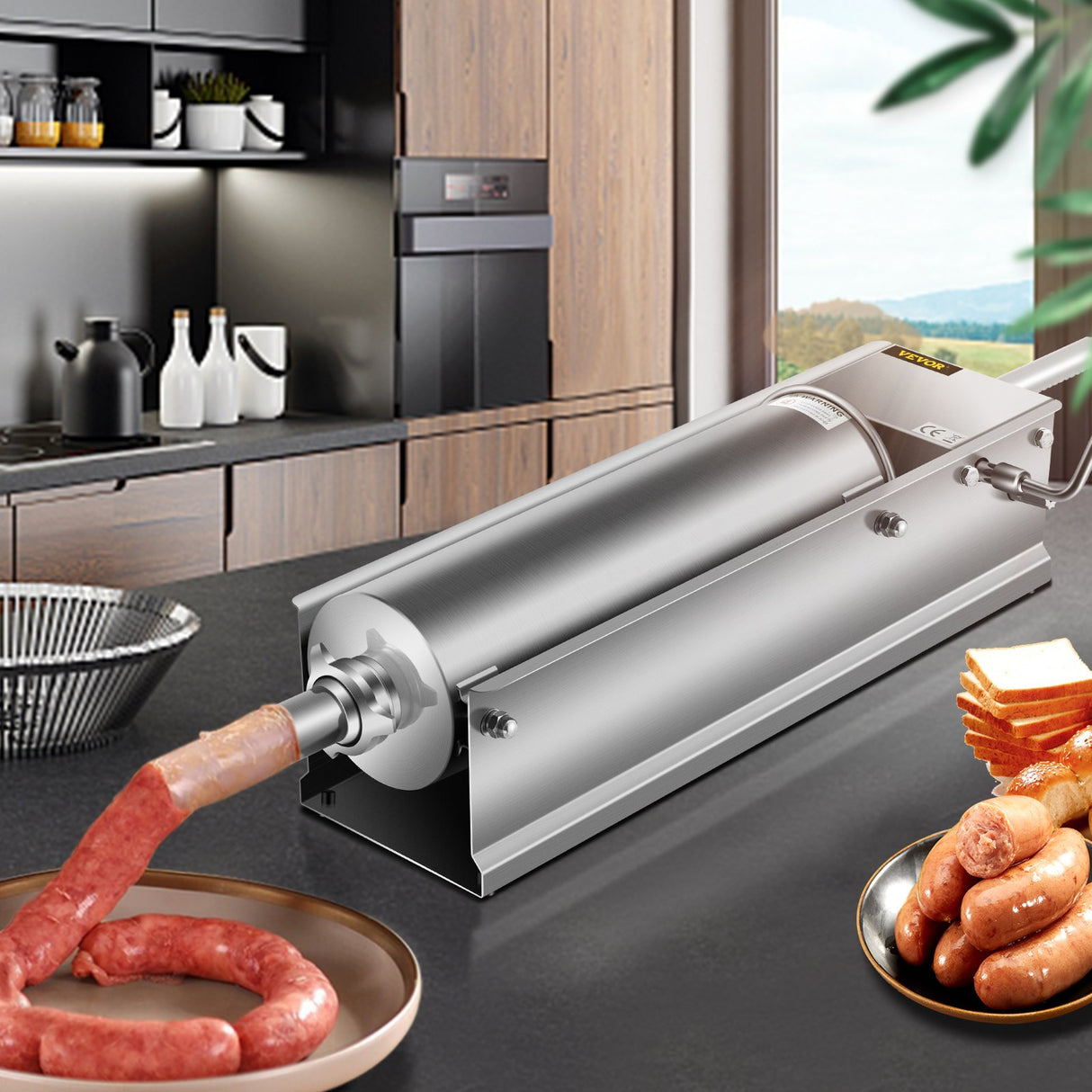 7 L horizontal sausage stuffer disassembled for cleaning