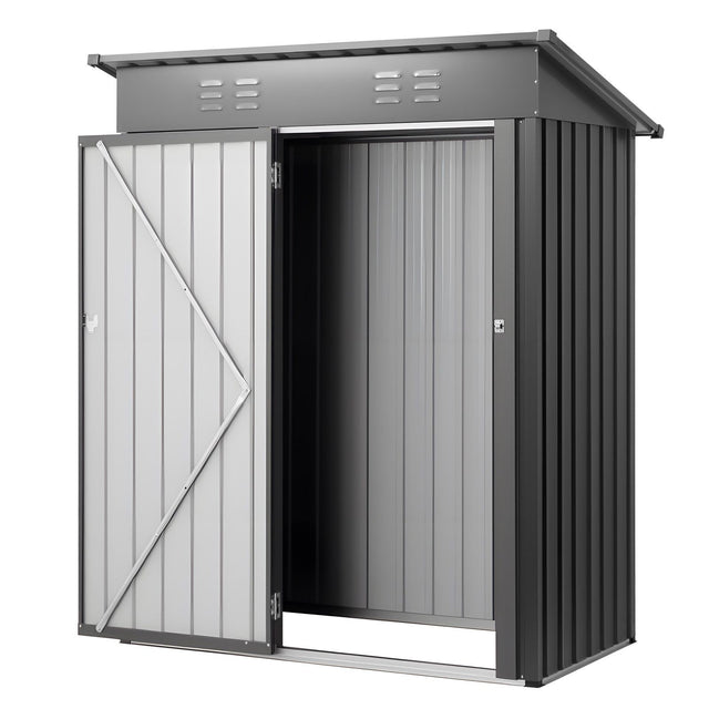 Metal garden shed with lockable door and louvre vents, 153 x 88cm
