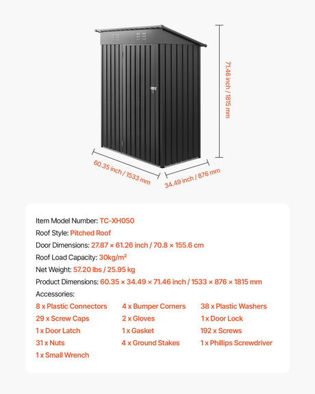 Metal garden shed with lockable door and louvre vents, 153 x 88cm (view 7)