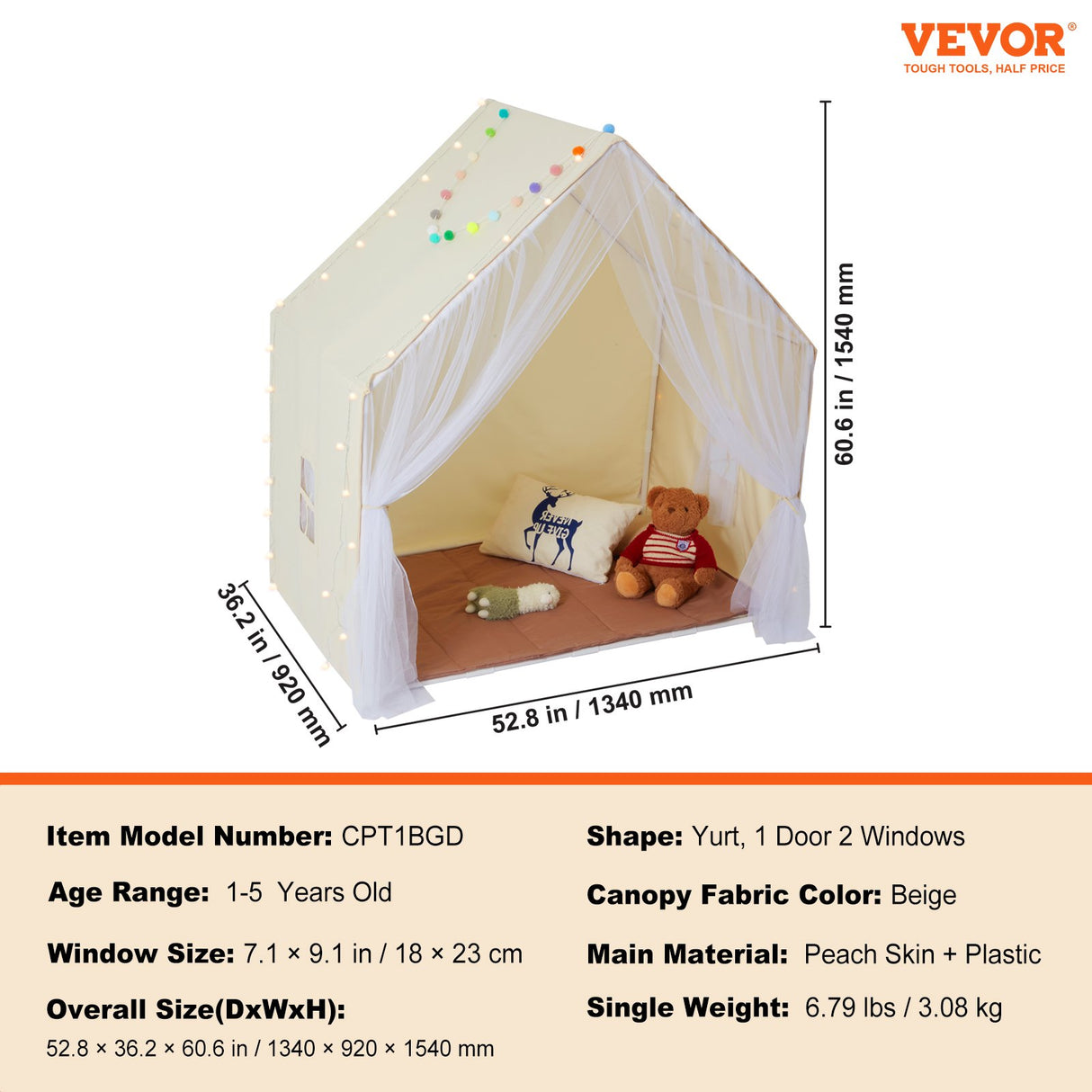 Fitzroy Kids Play Tent, Beige