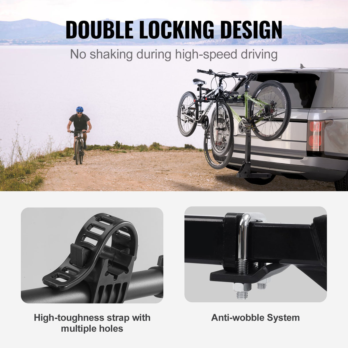 Kortrijk Folding Hitch Mount Bike Rack, 4 Bike, 150lbs, Black