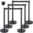 Crowd control stanchion set with retractable belt