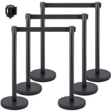 Crowd control stanchion set with retractable belt