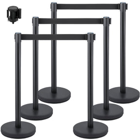 Crowd control stanchion set with retractable belt