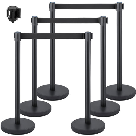 Crowd control stanchion set with retractable belt