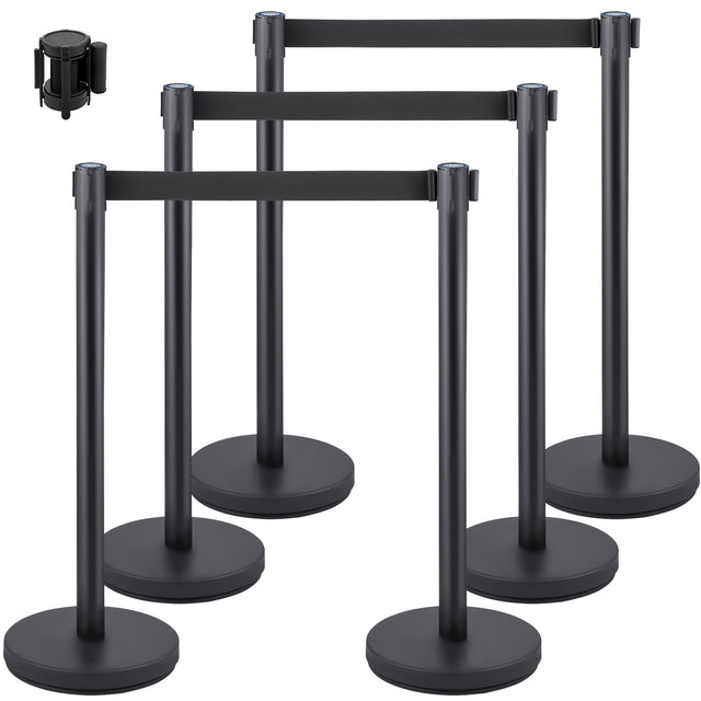 Crowd control stanchion set with retractable belt
