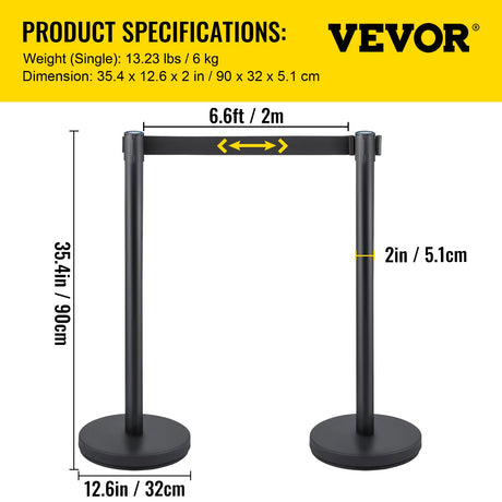 Crowd control stanchion set with retractable belt