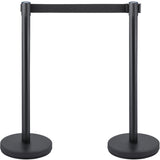 Crowd control stanchion set with retractable belt