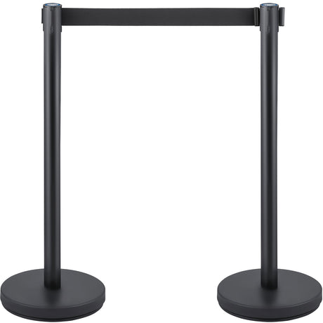 Crowd control stanchion set with retractable belt