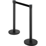 Crowd control stanchion set with retractable belt