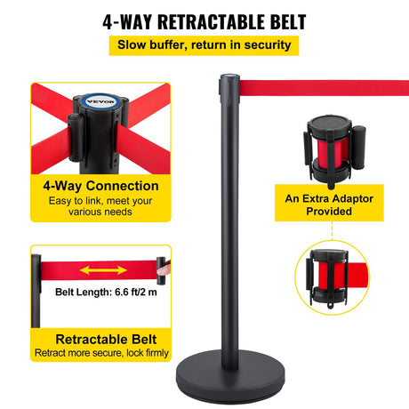 Four way belt adapter on stanchion post