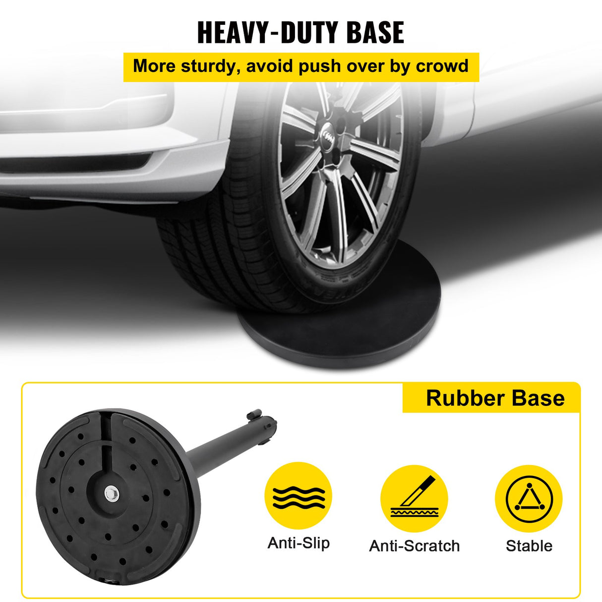 Concrete filled rubber stanchion base