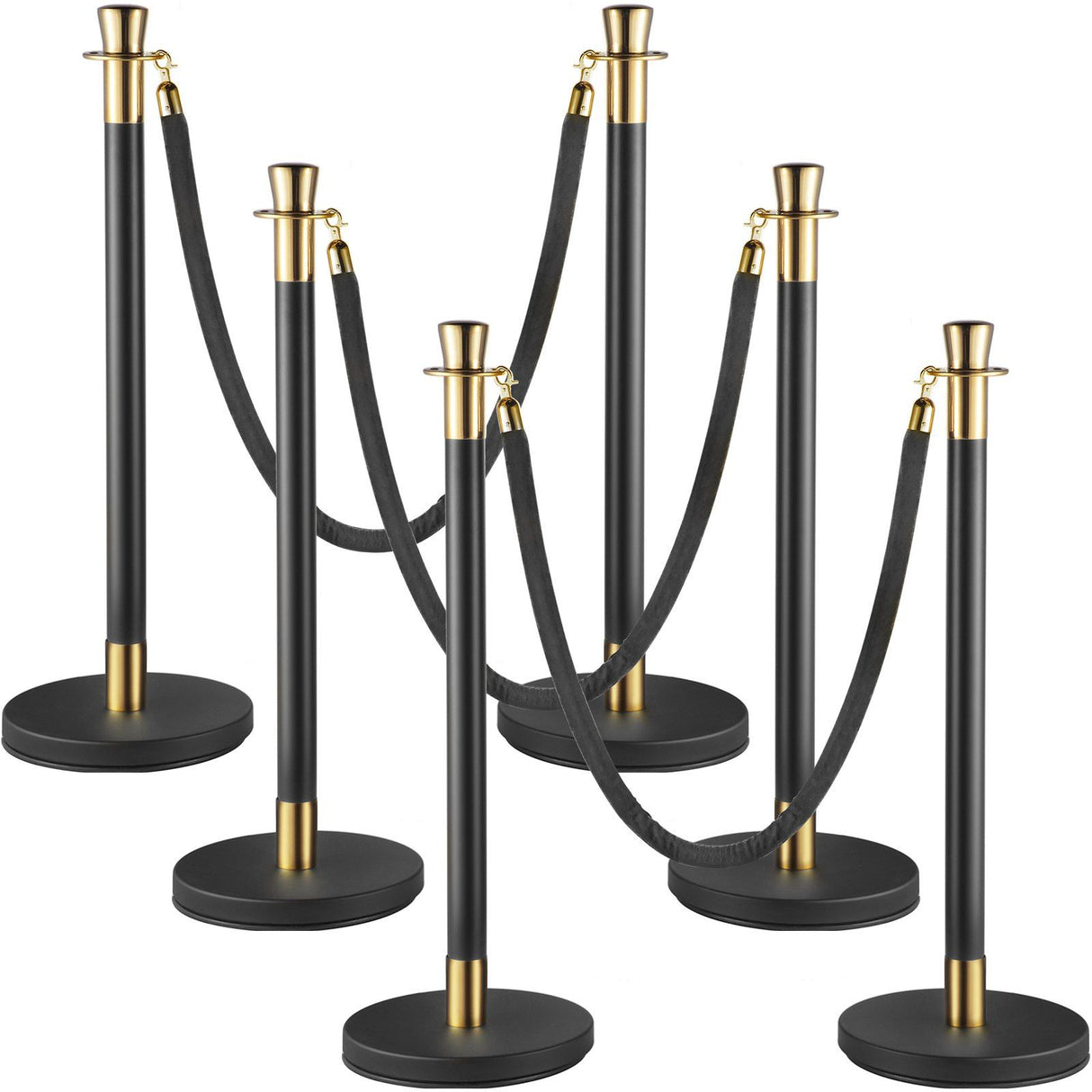 Crowd control stanchion set with black velvet rope