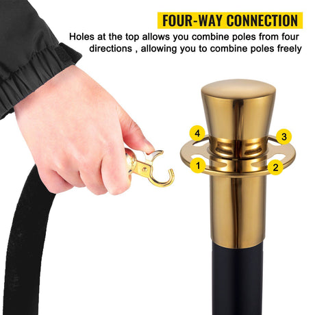 Crowd control stanchion set with black velvet rope