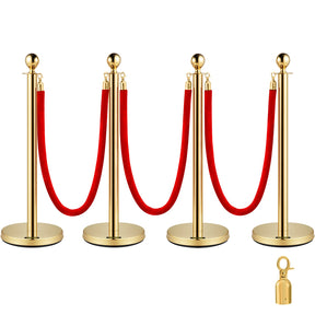 Gold crowd control stanchion set with red velvet rope