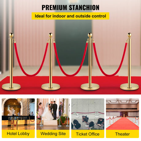 Gold stanchion post with red velvet rope